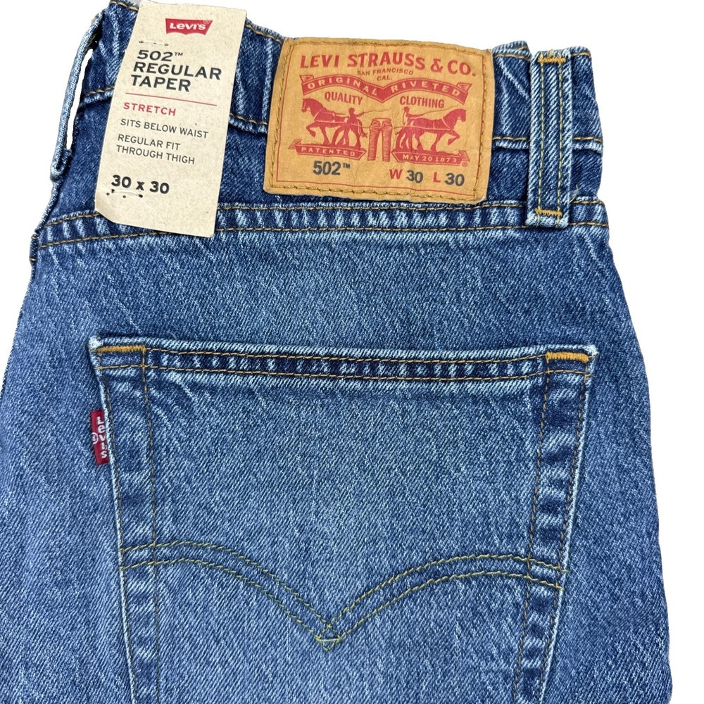 Levi's 502 Taper Jeans Men's 30X30 (30x 28.5)  Tapered Fit Blue Stretch NWT - Picture 2 of 15